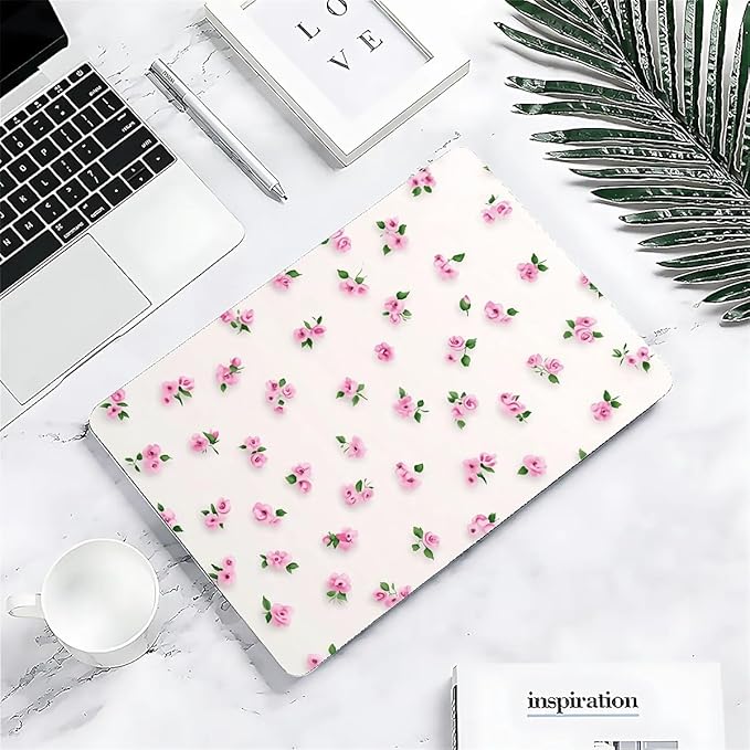 Compatible with MacBook Air 13.3 13.6 Inch Case 2022 2021 2020 2019 Plastic Hard Shell Case Cover,13.6 Air (A2681) M2 2022, Pink Rose