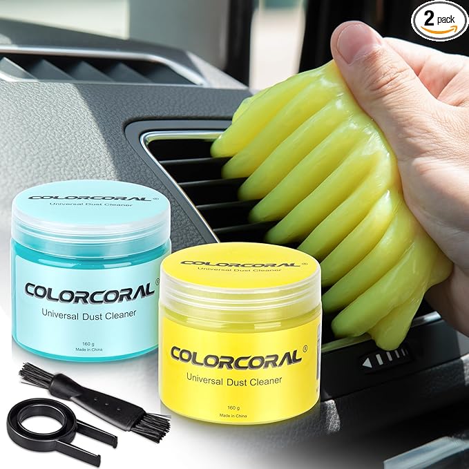 COLORCORAL Car Cleaning Gel 2Pack Car Clean Putty, Universal Car Interior Cleaner Slime, Perfect Keyboard Cleaning Kit Supplies, Auto Detailing Tools Accessories, Dust Remover Gifts for Men Women