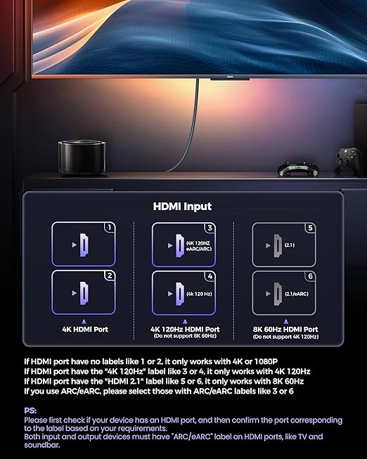 Silkland HDMI eARC/ARC Cable 3.3FT, 8K Certified Ultra High Speed HDMI 2.1 [8K@60Hz, 4K@120Hz] Dolby Atmos Vision, 48Gbps, HDR10, HDCP Compatible for Samsung/Bose/Vizio/SoundBar