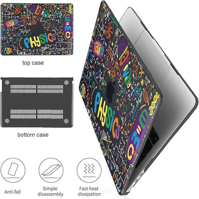 Compatible with MacBook Air 13.6 Inch Case A3240 M4 A3113 M3 A2681 M2 Chip 2025 2024 2023 2022 Release, Crystal Black Pattern Plastic Hard Shell Cover for Mac 13.6 M4, Physical Chemistry