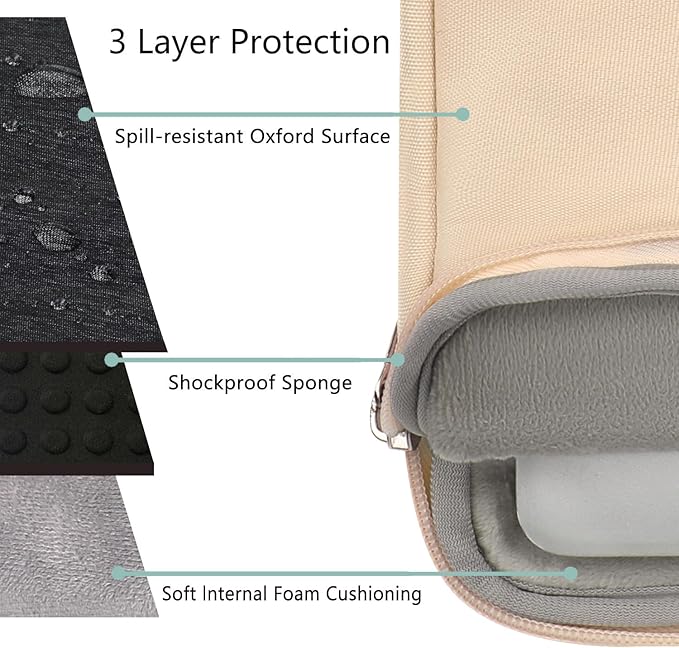 Voova Laptop Sleeve Carrying Case 13 13.6 Inch Compatible with MacBook Air 13 M1/M2/M3/M4, MacBook Pro 13/14, IPad Pro 13, Waterproof Slim Computer Cover Bag, Apricot