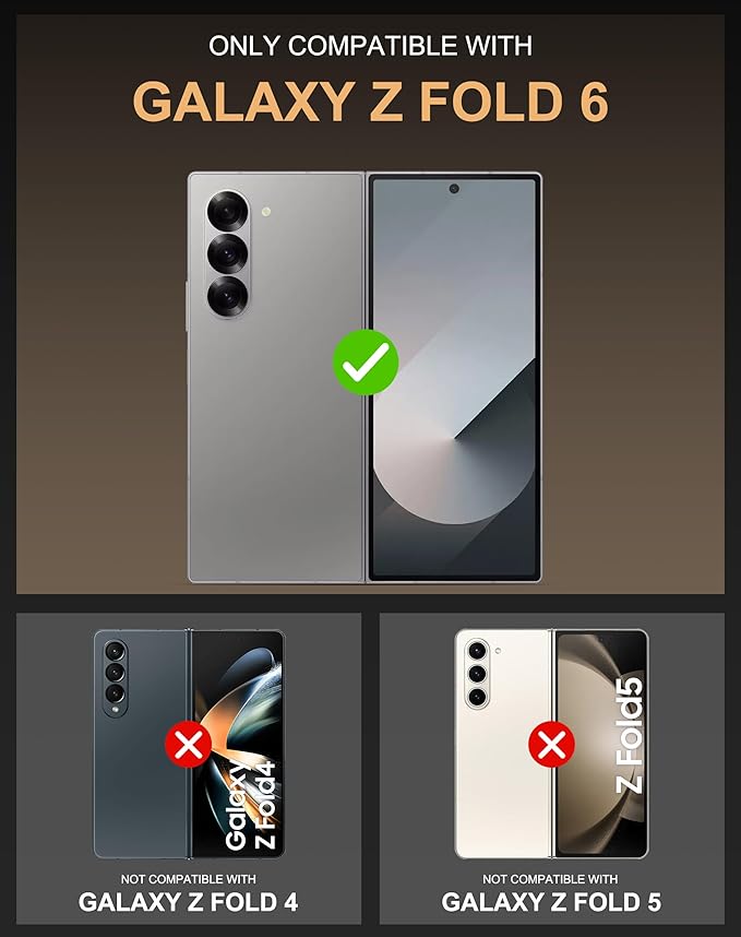 Vihibii for Samsung Galaxy Z Fold 6 Case with Belt Clip Holster & Card Holder & Slide Camera Cover & Hinge Protection & Screen Protector, Shockproof Rugged Wallet Case for Galaxy Z Fold 6, Black
