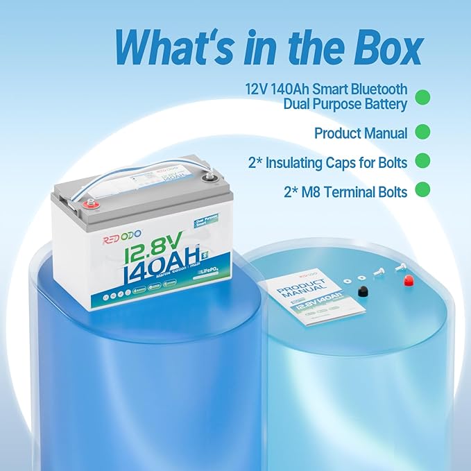 Redodo 12V 140Ah Dual Purpose Lithium Marine Battery, 1000CCA Group 31 Bluetooth Starting Battery with Self Heating, 3 Pack