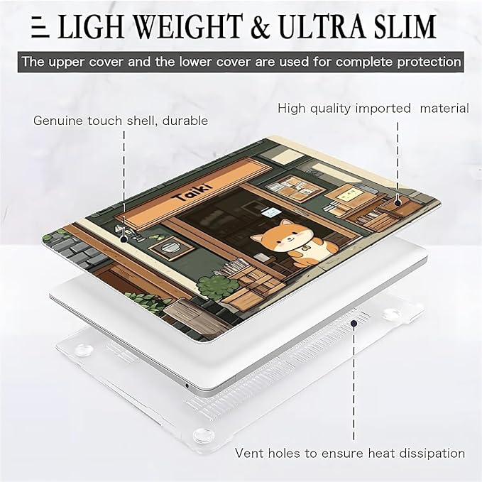 Compatible with MacBook Air 13.3 13.6 Inch Case 2022 2021 2020 2019 Plastic Hard Shell Case Cover,13.3 Pro(A1706/A1708/A1989/A2159/A2289/A2338), A Cute Shiba