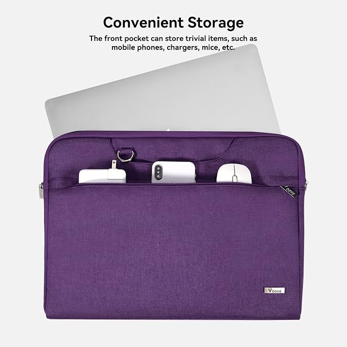 Voova Laptop Bag 13 14 Inch for Women, Waterproof Computer Sleeve Carrying Case with Shoulder Straps & Handle Compatible with Macbook Air 13 M2/M3/M4, MacBook Pro 13/14, HP Chromebook 14, Purple