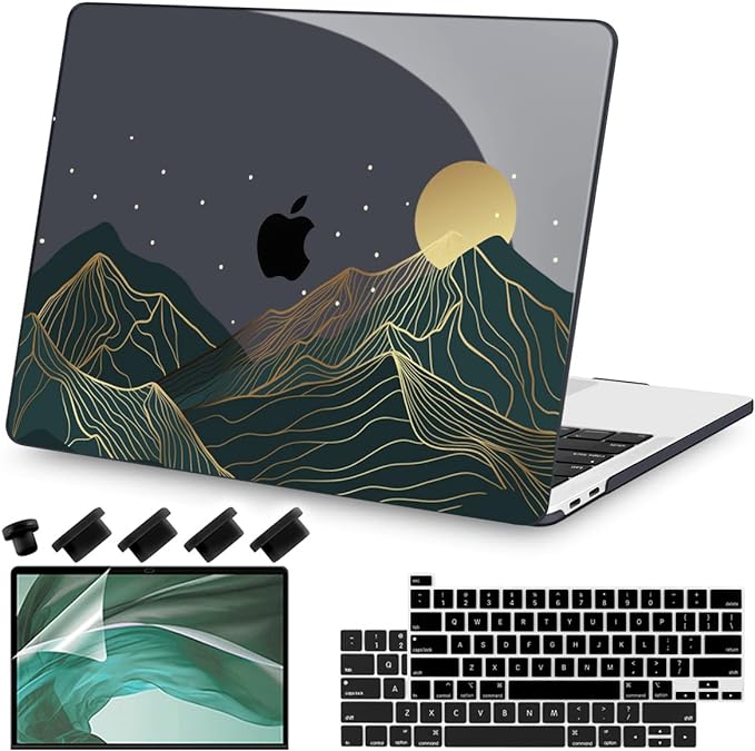 Teryeefi MacBook Pro 13 Inch Case, Hard Shell, Keyboard Cover, Screen Protector, A2338 A2251 A2289 A2159 A1989 A1706, Landscape