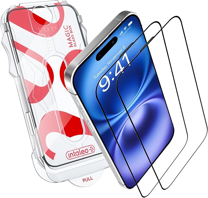 Screen Protector for iPhone 16 – Full Edge-to-Edge Protection Tempered Glass Screen Saver for iPhone 16 with Applicator, 9H Hardness, Oleophobic Coating - iPhone 16 accessories - Black