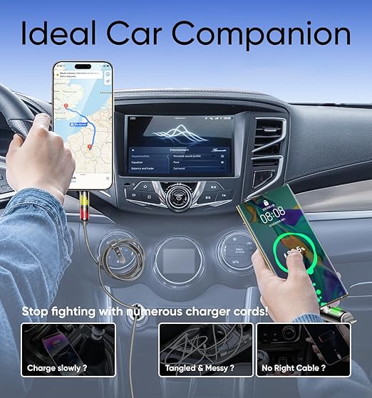 MAGIC JOHN 240W 4 in 1 Charging Cable, 6.6FT USB C to Lightning Cable [MFi Certified], Chubby USB A/C to C/Lightning with Light for iPhone/MacBook/iPad/Samsung/Switch 2, Multi Chargers for All Devices