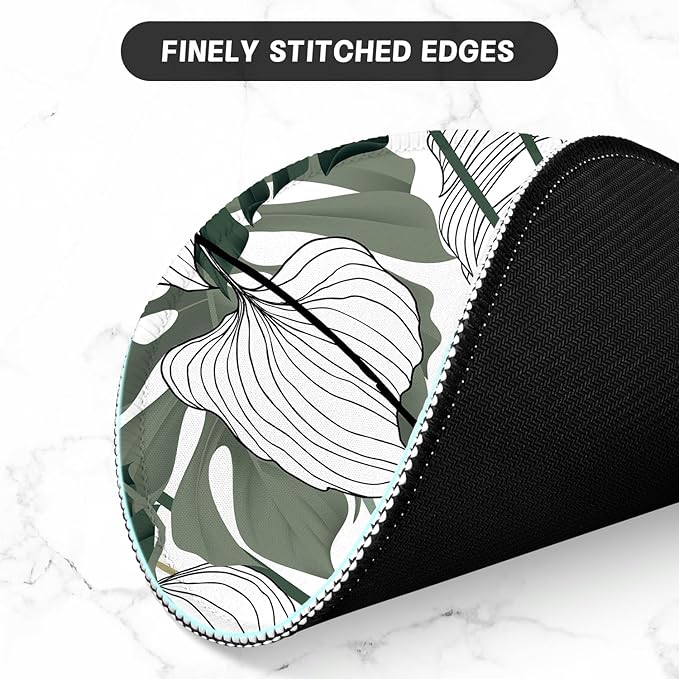 ITNRSIIET Round Mouse Pad with Stitched Edge Premium-Textured Waterproof Non-Slip Rubber Base Desktop Protection Mat Diameter 8.7 inches, Tropical Plant