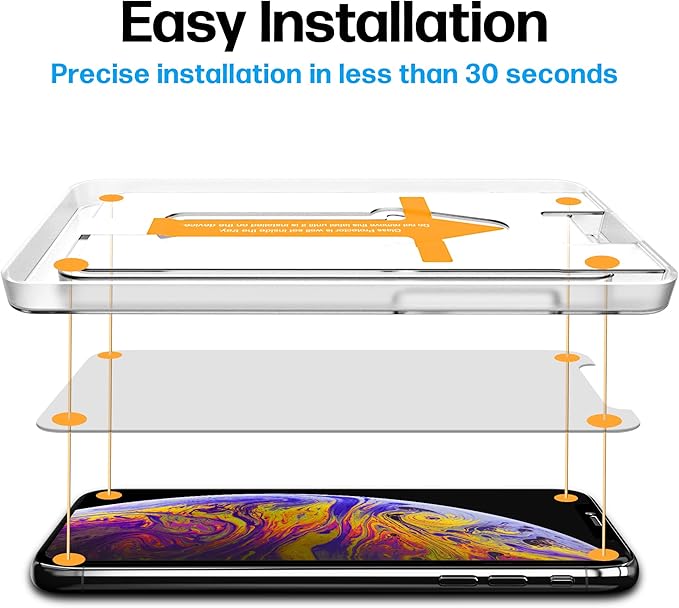 Power Theory Designed for iPhone Xs Max Screen Protector Tempered Glass [9H Hardness], Easy Install Kit, 99% HD Bubble Free Clear, Case Friendly, Anti-Scratch, 2 Pack