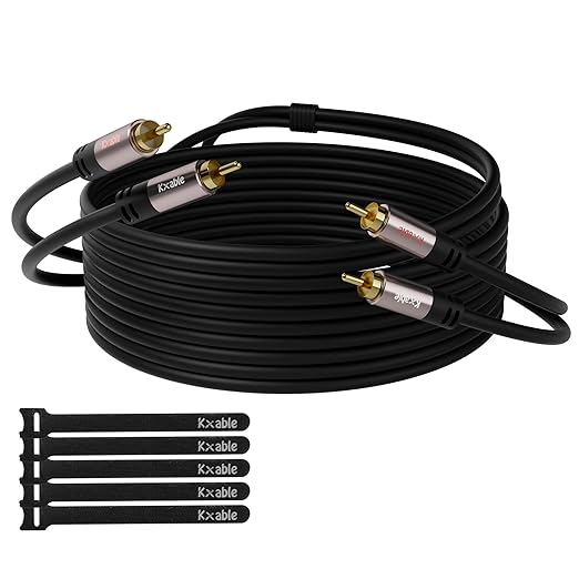RCA Cable 8FT, 2RCA Male to 2RCA Male Stereo Audio Cable,【Oxygen-Free Copper, Hi-Fi Sound, Double Shielded】 2 RCA Car Audio Subwoofer Cord for Home Theater, HDTV, Amplifier, Hi-Fi System, Speaker
