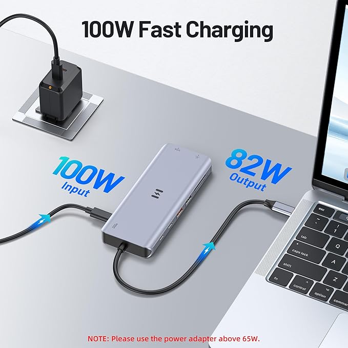 USB C Docking Station 4 Monitors,13 in 1 Laptop Docking Station 3 Monitors with Dual HDMI,8K DP,VGA,10Gbps USB A/C Data Transfer, PD Charging,USB C Hub Multiport Adapter for Windows/Mac OS Laptop