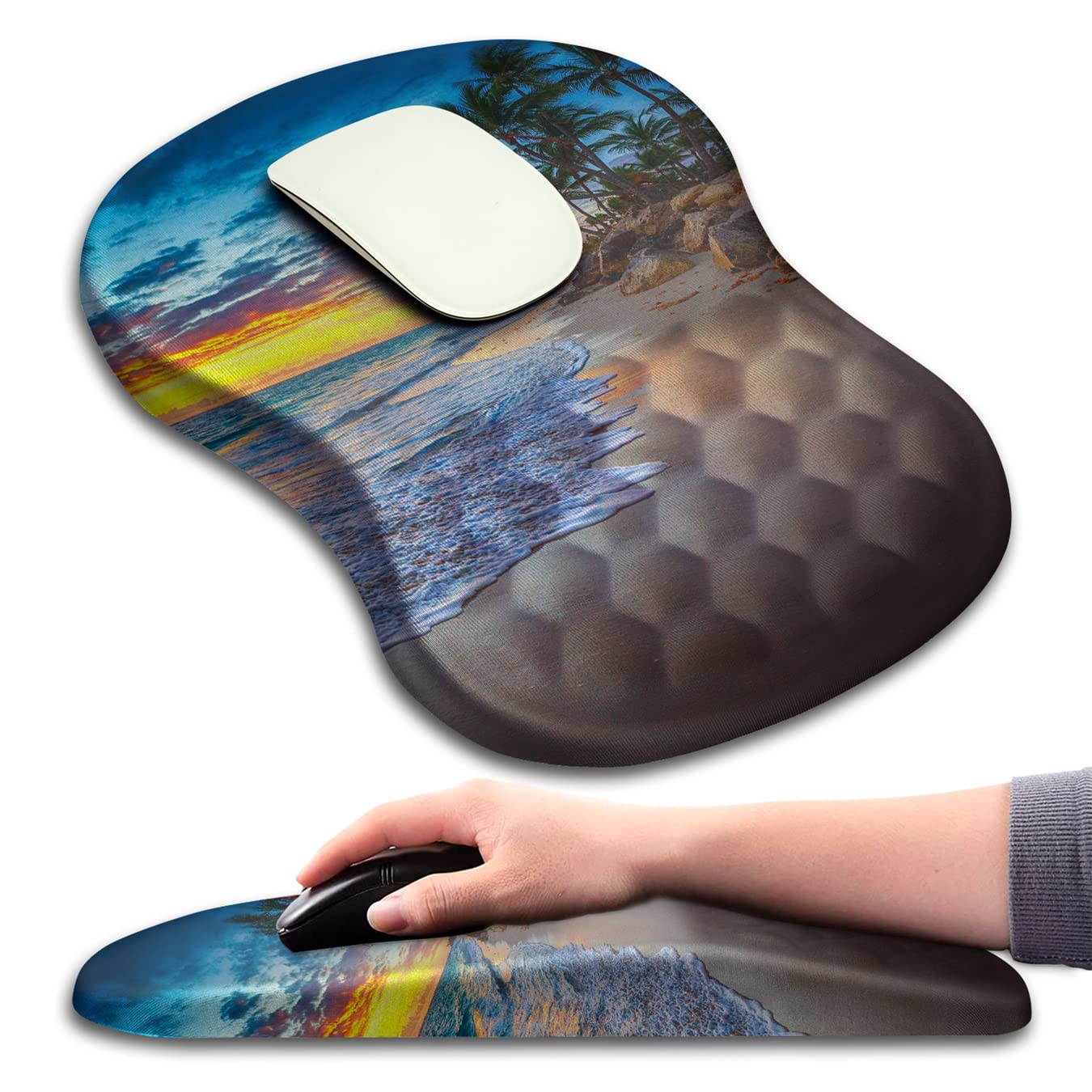 KUOSGM Mouse Pad Wrist Support, Ergonomic Mouse Pad with Massage Dot, Comfortable Computer Mouse Pad for Laptop, Wrist Rest Pain Relief Mousepad with Non-Slip PU Base for Office & Home, 12 x 8 in
