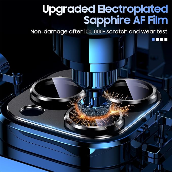 Uyiton Compatible with iPhone 15 Pro/iPhone 15 Pro Max Camera Lens Protector, [Not Easy to Break][Strong Adsorption][Case-Friendly] Metal Tempered Glass Rear Camera Screen Cover - Black Titanium