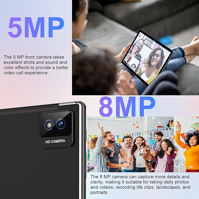 Android Tablet with Keyboard, 10 inch Android 14 Tablets 22GB+128GB, Octa-Core CPU, 8000mAh, HD IPS Display, 5G WiFi, BT 5.0, GPS, Widevine L1, 1TB Expandable, Mouse, Split Screen, Metal Body -Black
