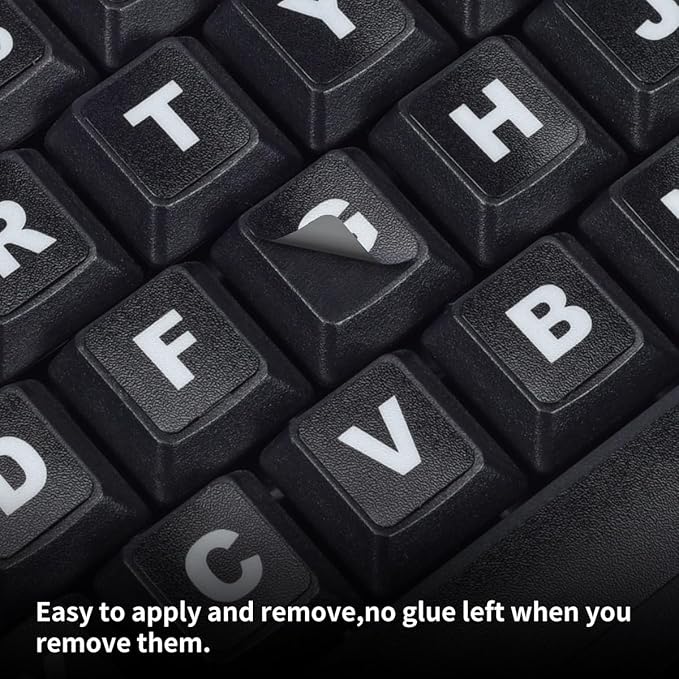 2PCS English Keyboard Stickers Replacement Letters, Full Size Big Letter QWERTY Keyboard Sticker Universal for PC Computer Laptop Desktop, Matte Keyboard Alphabet Stickers