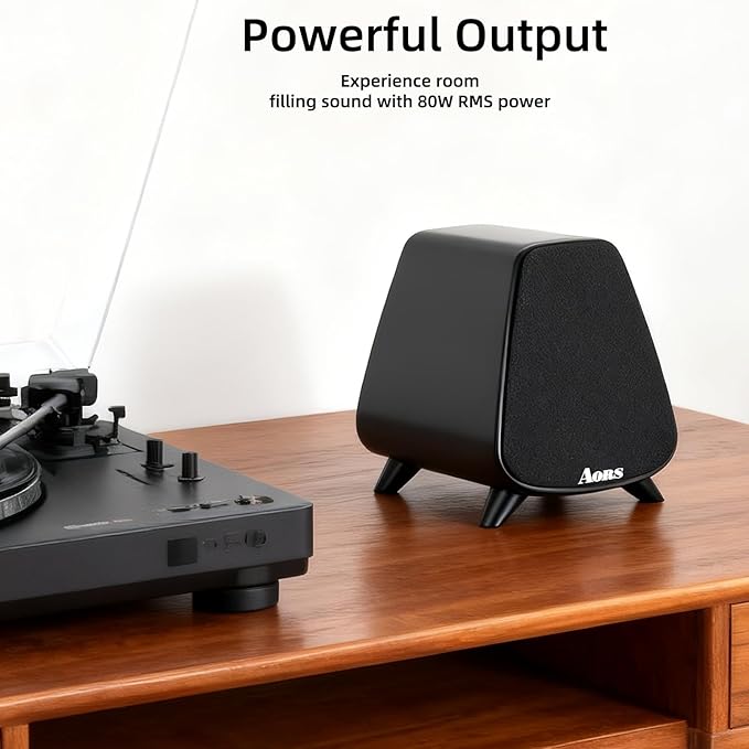 AS31 Active Bookshelf Speakers – 80W RMS 2-Way Stereo / 3″ Long-Stroke Woofer & 20 mm Silk Dome Tweeter – Bluetooth 5.3, RCA + Optical Inputs, Sub-Out & Remote Control – Wooden（Black）
