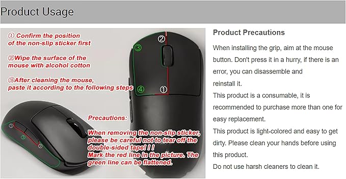 Grip Tape for Lamzu Atlantis Maya - Anti-Slip,Enhanced Control, Sweat Resistance,Improves FPS Gaming Grip & Mouse Protection [Pre-Cut] CS Black 0.3mm