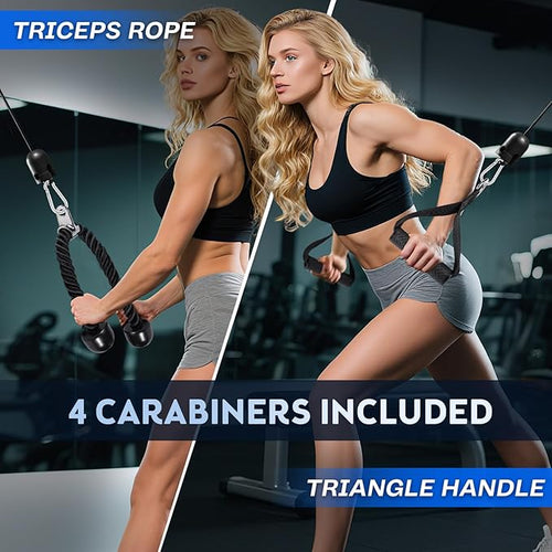 10-in-1 Cable Machine Attachments Set for Gym - Includes Tricep Rope, V-Bar, Straight Bar, D-Handle, Ankle/Wrist Straps, Storage Bag - Compatible with LAT Pulldown & Home Gym Cable Machines