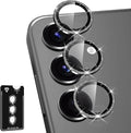 for Samsung Galaxy S25 Plus Camera Lens Protector, Individual Metal Ring Tempered Glass Lens Cover, [Strong Adsorption] Scratch Resistant Ultra-Thin HD Clear Lens Cover, 1 Set-Black Sparkly