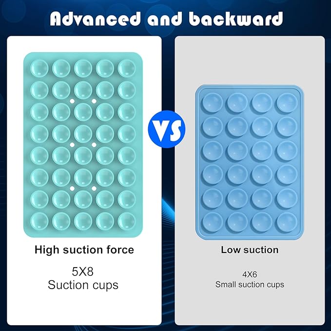 Silicone Double Sided Suction Phone Case Mount, Detachable Hands Free & Strong Grip Holder for Selfies & Videos, Compatible iPhone Android (Sky Blue, 1Pack)