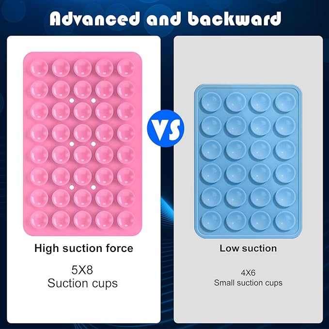 Double Sided Silicone Suction Phone Holder Mount, Silicon Accessory for iPhone and Android, Hands-Free Mirror Shower Phone Holder, TikTok Videos and Selfies (Pink+Transparent)