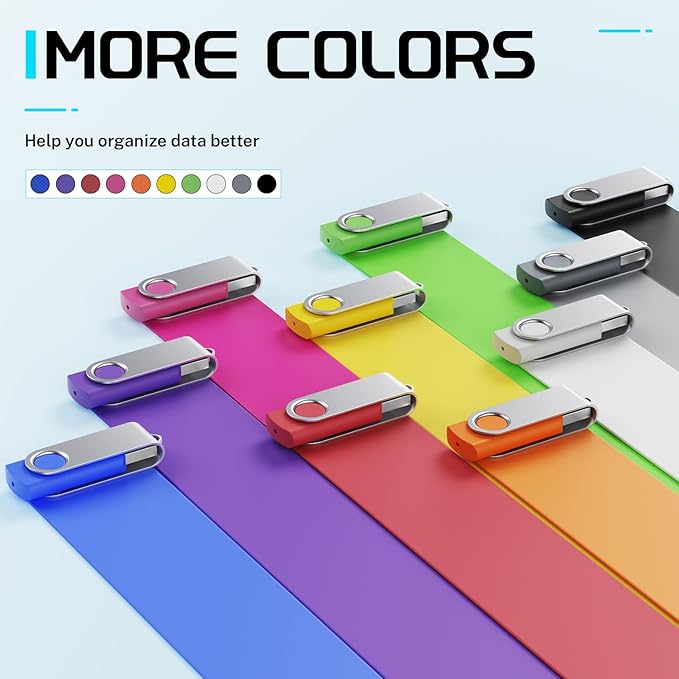 FEBNISCTE Flash-Drive 8 GB 10 Pack 2.0 USB Thumb Drive USB Drive Pack USB- Flash-Drives Memory Stick Jump Drive Zip-Drive for File Backup and Transfer