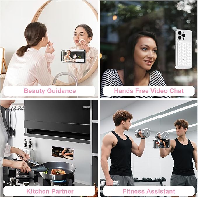 1 Pack Silicone Suction Cup Phone Case Mount Double Sided, Phone Accessories Hands-Free Strong Grip Holder for Selfies and Videos, Silicon Phone Stand Sticky for iPhone and Android Sky Blue