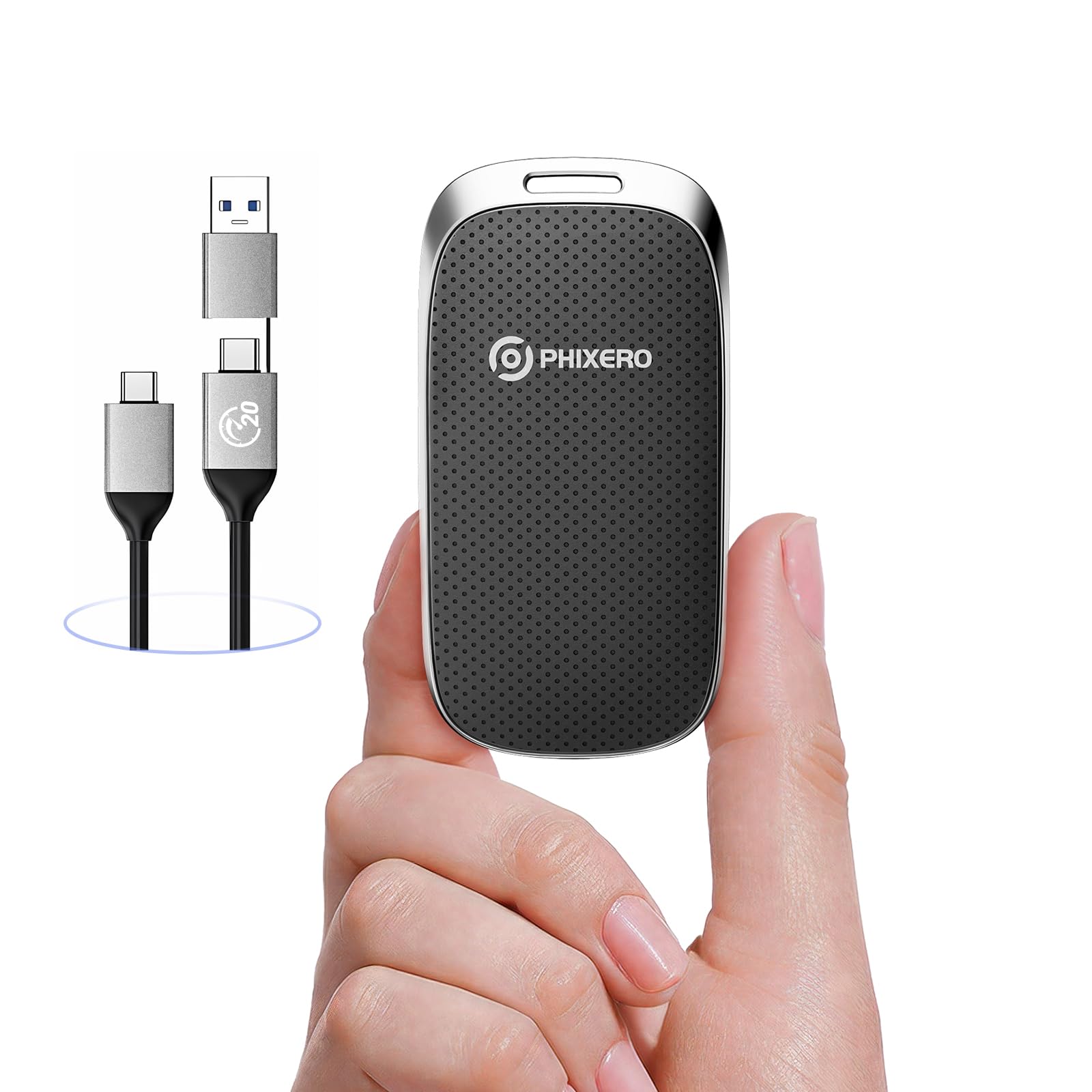 PHIXERO P20 External Portable SSD 512GB,up to 2050Mb/s,External Solid State Drives with 2 in 1 USB C Cable with LED Indicator,USB 3.2 Gen 2 Portable Hard Drive for iPhone 15/16 PRO, Mac, PC & Laptops