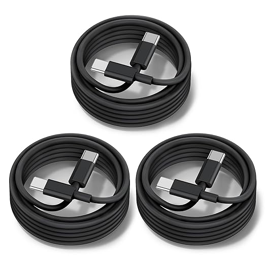 [3+6+10FT] 60W USB C to C Cable 3Pack iPhone 15 Fast Charging Cable,USB-C to USBC Power Cord for iPhone 15/15 Pro/15 Plus/15 Pro Max,MacBook Pro Air/IPad Air 4/5/iPad Pro 12.9/11(Black)