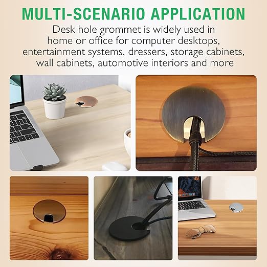 1 Pcs Desk Grommet 1-3/8" / 35 mm, Desk Cord Hole Cover, Cable Grommet Metal Zinc Alloy Materilal, Desk Hole Grommet for Home & Office Pc, Detachable Cable Cord Organizer-Flat Black