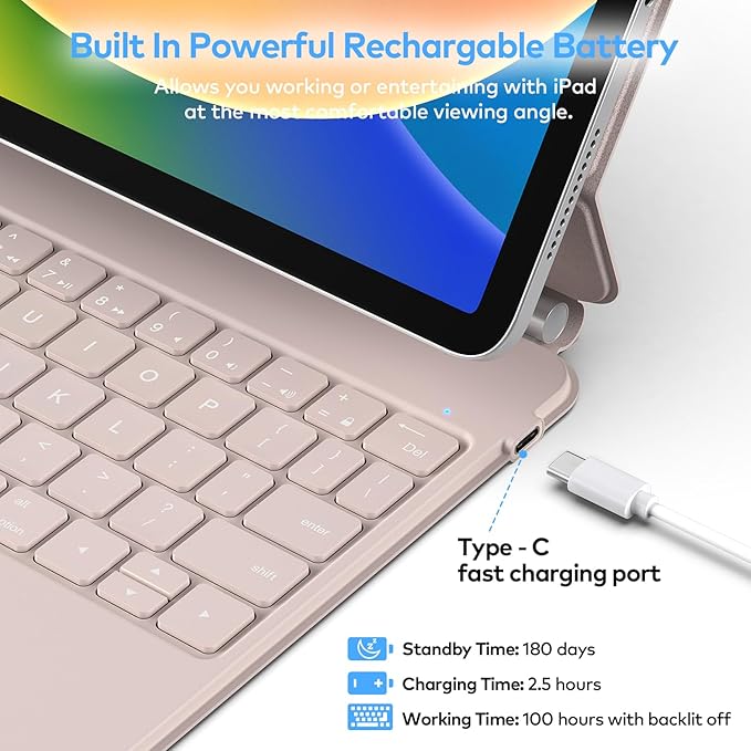 Keyboard Case for iPad 10th Generation 2022 & 11th (A16, 2025) – Magic-Style Keyboard with Multi-Touch Trackpad – Floating Cantilever Stand – Magnetic Case for iPad 10.9 inch 10th / 11th Gen.