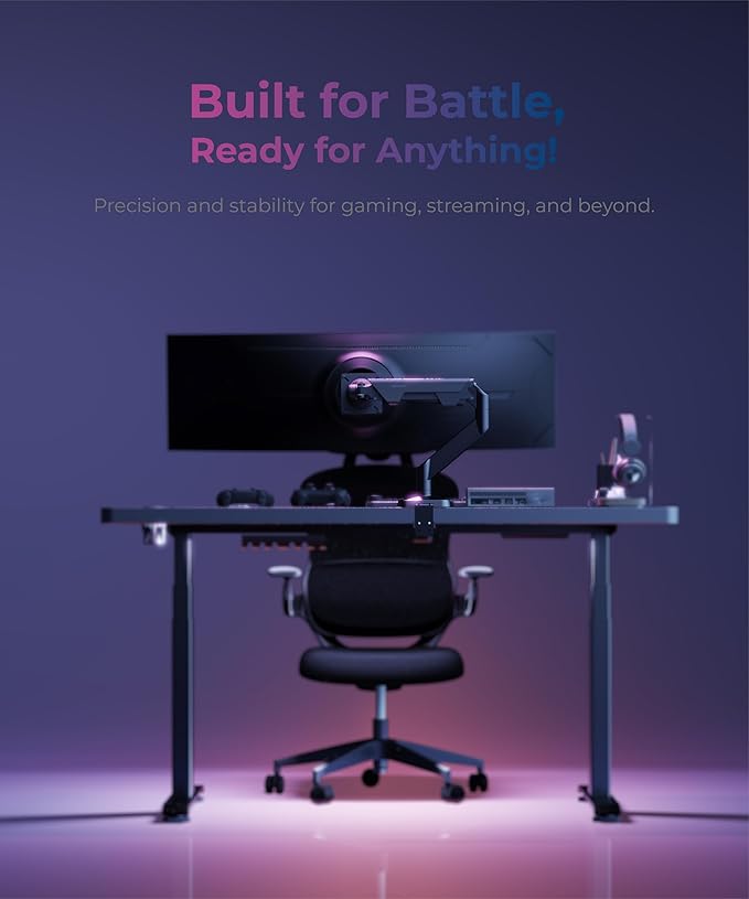 Heavy Duty Monitor Arm Desk Mount for 34 to 49 Inch Ultrawide Curved Flat Monitors, Supports 14 to 38 lbs, Smooth Gas Spring Movement, VESA 75x75/100x100, White, Classic