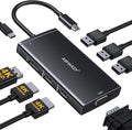 ABIWAZY USB C Docking Station Dual Monitor for HP Dell Lenovo Thinkpad Surface, 8 in 1 Computer Multiple Monitor Hub Adapter to Dual 4K HDMI,DisplayPort,VGA, 00W PD,3 USB for Windows Laptops(Black)