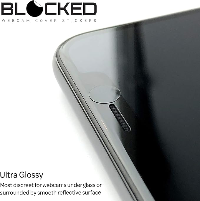 BLOCKED Stackable Webcam/Camera Vinyl Covers | 95 Low-Tack Restickable Webcam Stickers | 5-Sizes | Black 95-Pack (Ultra Glossy)