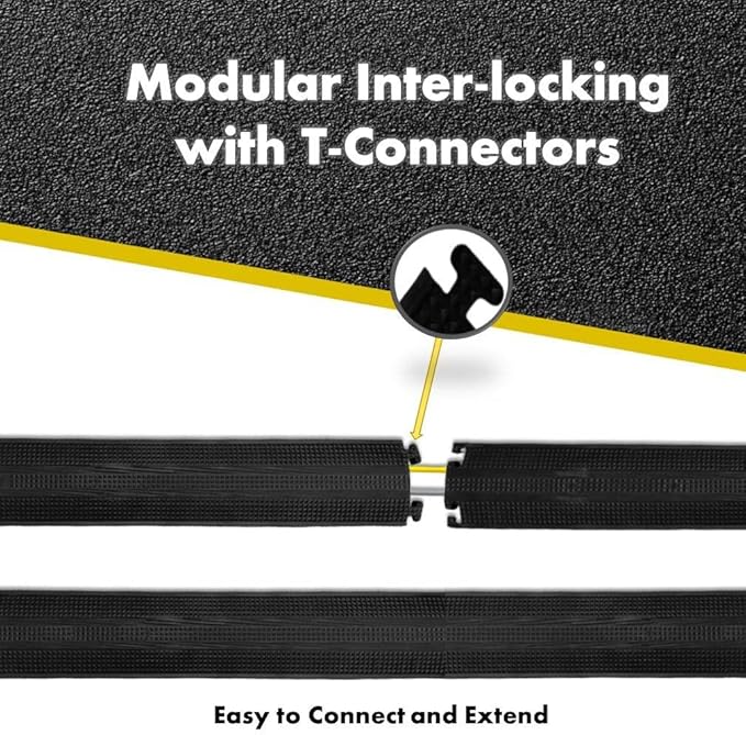 Kable Kontrol Drop Over Floor Cord Cover – 60” Inch Long 1 Channel Cable or Wire Protector – 10 Pcs Bulk Pack - Rubber Ramp for Indoor and Outdoor Use – Black