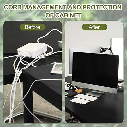 PATIKIL Desk Grommet 2-1/16", 8 Pcs Round Cable Grommet Cord Hole Cover with Adhesive Tape Flexible Table Wire Organizer for Office Home Table Countertop, Black