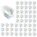VCE Cat6 RJ45 Keystone Jacks UL Listed 50-Pack, Punch Down Ethernet Wall Jack 90-Degree Adapter in White with 1-Pack Wire Stripper Cutter