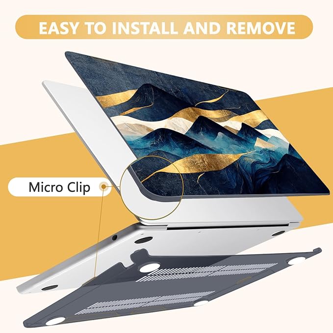 Compatible with MacBook Air 13.6 inch Case, M4 A3240/M3 A3113/M2 A2681 (Released 2025 to 2022), Hard Shell, Keyboard Cover, Screen Protector, Webcam Cover & Type-C Adapter, Mountain