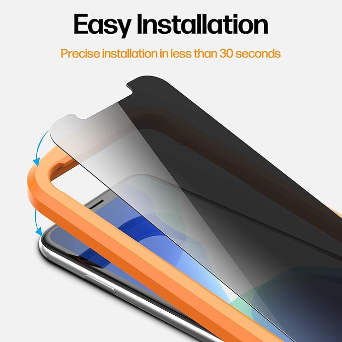 Power Theory Designed for iPhone 11 Pro Max, iPhone XS Max Privacy Screen Protector Tempered Glass Anti Spy protection [9H Hardness], Easy Install Kit, 99% HD Bubble Free Case Friendly, 2 Pack