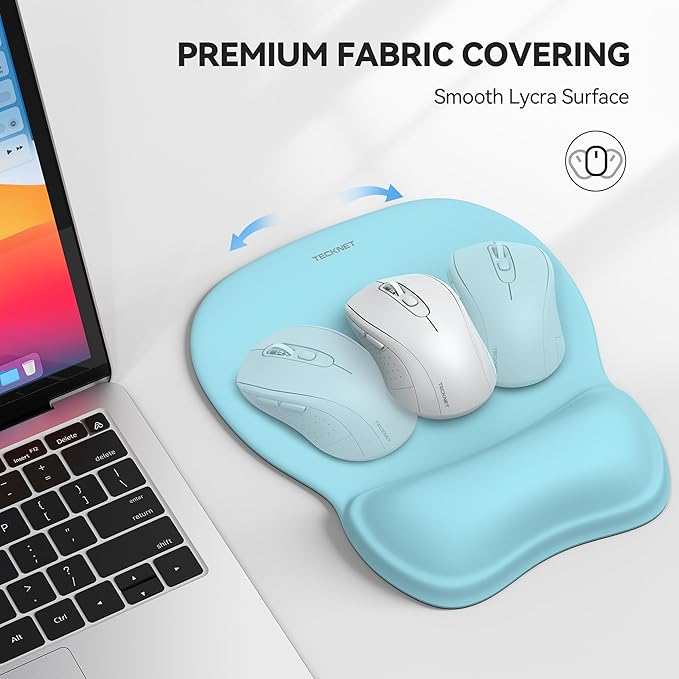 TECKNET Gel Mouse Pad with Wrist Rest, Ergonomic Office Mousepad with Wrist Support - Non-Slip & Smooth Surface Comfortable Desk Accessories Mat for Office, Gaming and Study - LT.Blue