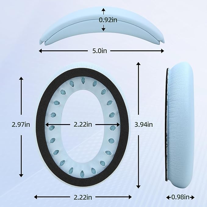 Earpads and Headband Cover Ear Muffs for Bose QC35 QC45 Headphones Accessories with Protein Leather& Memory Foam (Sky Blue)