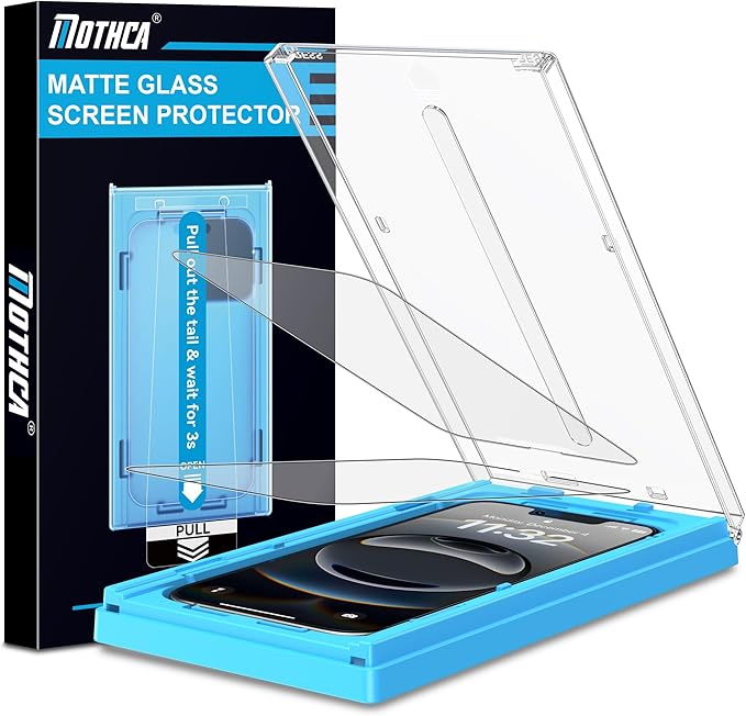 Mothca 2 Pack Matte Glass Screen Protector for iPhone 13 Pro Max/iPhone 14 Plus 6.7” [Auto Fit Box Dust] Full Coverage Anti-Glare & Anti-Fingerprint Tempered Glass, Bubble Free, Smooth as Silk