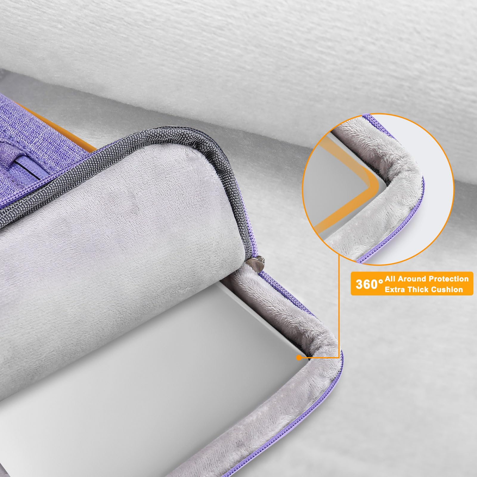 MOSISO 360 Protective Laptop Shoulder Bag,13-13.3 inch Computer Bag Compatible with MacBook Pro 14, HP, Dell, Lenovo, Asus Notebook,Side Open Messenger Bag with 4 Zipper Pockets&Handle, Purple