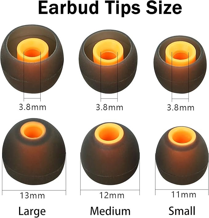 Earbud Replacement Tips Silicone Earbud Tips Ear Bud Covers Fit Most in-Ear Earbuds(Inner Hole 3.8mm -5.1mm) Headphone Rubber Tips Eartips 9 Pairs S M L