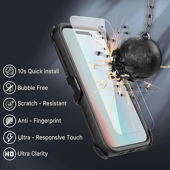 M MYBAT PRO for iPhone Air Case with Belt Clip Holster, [Compatible with Magsafe] w/Screen Protector, Anti-Drop, Shockproof, w 360°Rotating Kickstand,Heavy Duty Protection (Black)