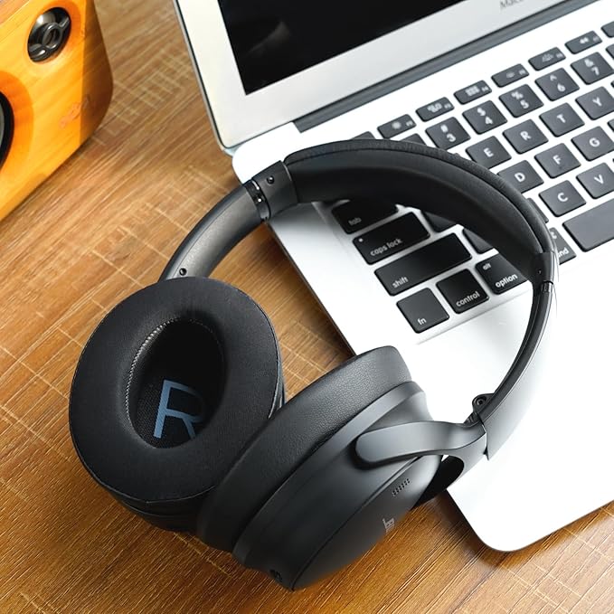 GEVO Cooling Gel Earpads Replacement for Bose QC45,Ear Pads Cushions for Bose QuietComfort 45 Headphones with Protein Leather Noise Isolation Memory Foam,Black