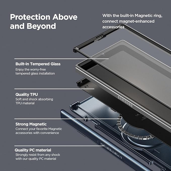 VRS DESIGN Terra Guard Modern for Galaxy Z Fold 7 (2025) – Magnetic Phone Case with Built-in Screen Protector, Rugged Dual Layer Protection & Spring-Loaded Hinge Cover (Matte Black)