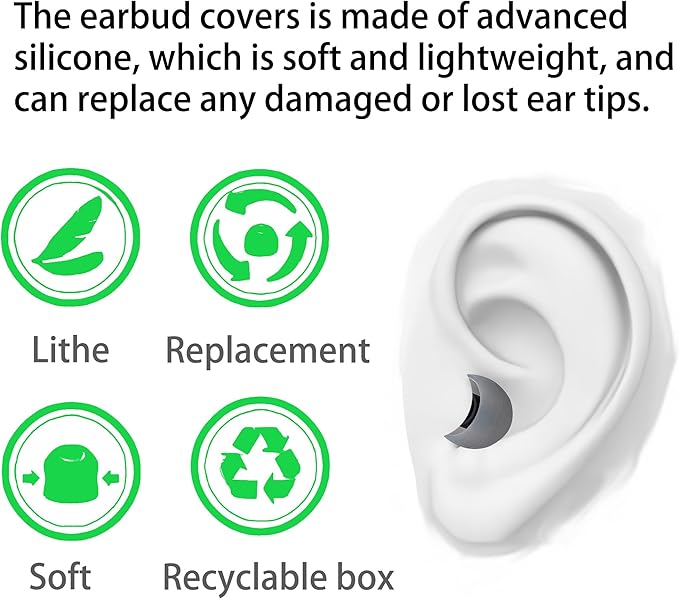 Replacement Earbud Tips Ear Bud Covers Silicone Eartips Fit Most in-Ear Earbuds(Inner Hole 3.8mm -5.1mm) Headphone Earbud Rubber Tips 9 Pairs S M L