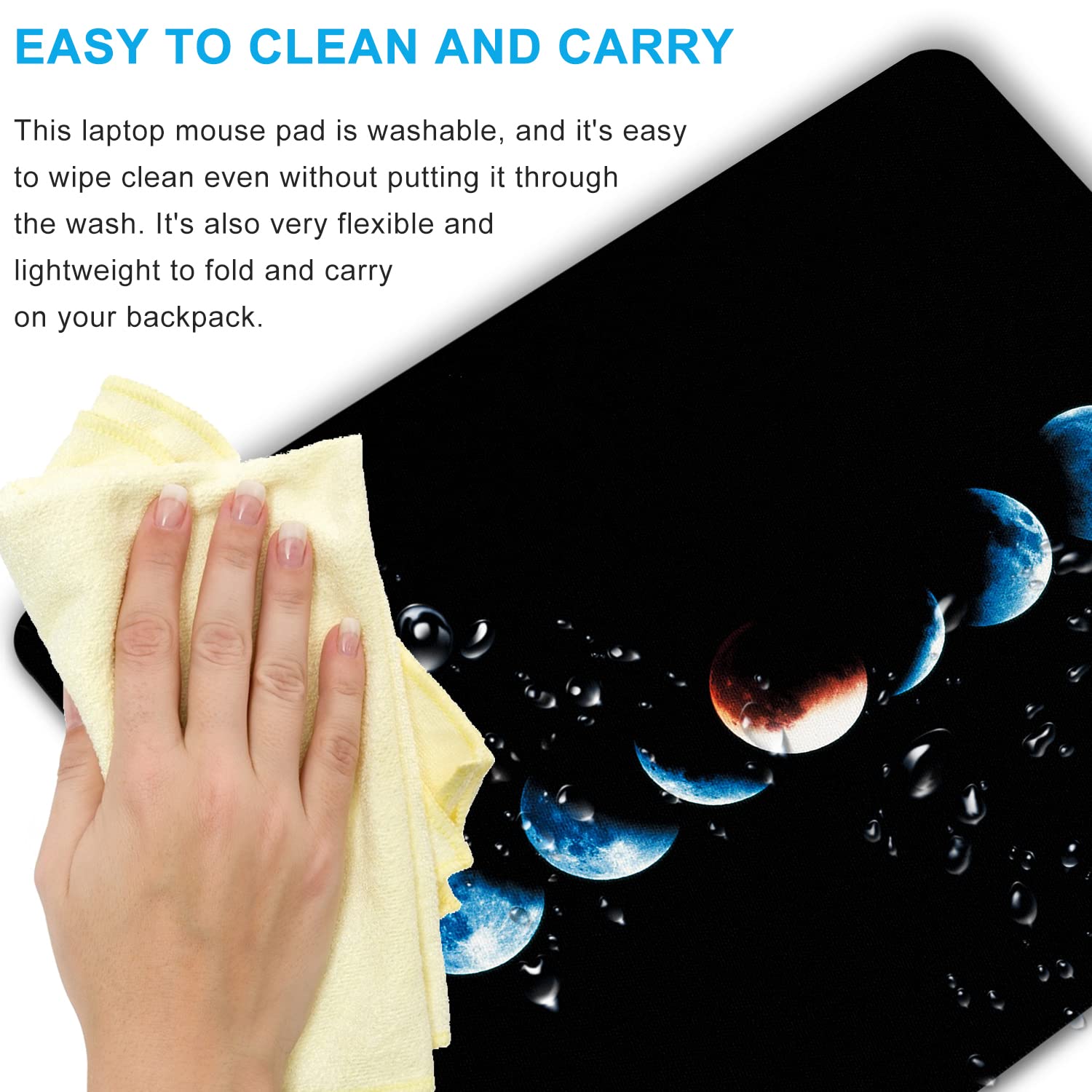 SHALYSONG Starry Moon Mouse Pad Personalized Moon Phase Design Computer Laptop Non-Slip Rubber Mousepad 9.5x7.9 Inch